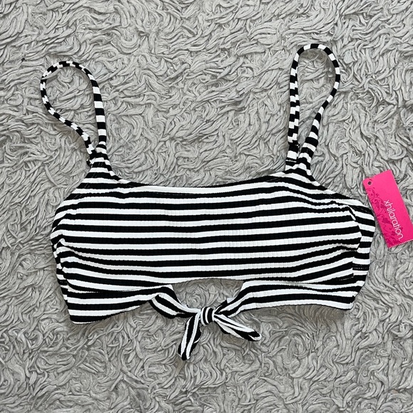 Last chance…Xhilaration Bikini Top Swimsuit Swim Black White Stripe L Large New - Picture 3 of 6